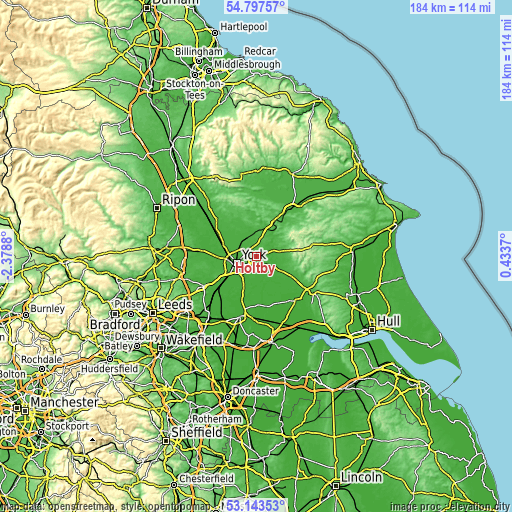 Topographic map of Holtby