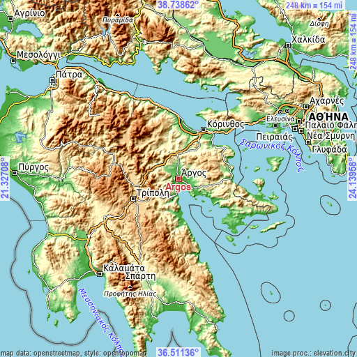 Topographic map of Árgos