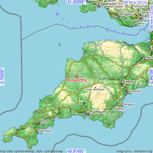 Topographic map of Holsworthy