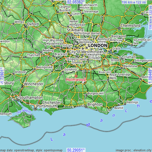 Topographic map of Holmwood