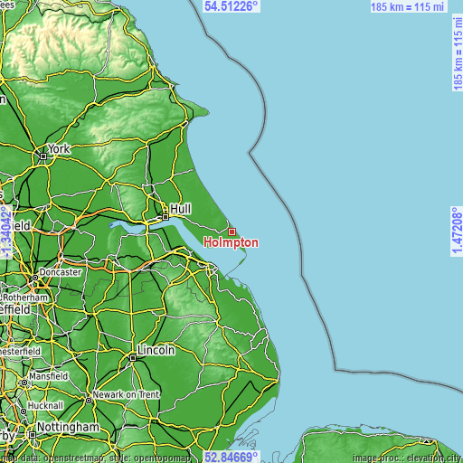 Topographic map of Holmpton