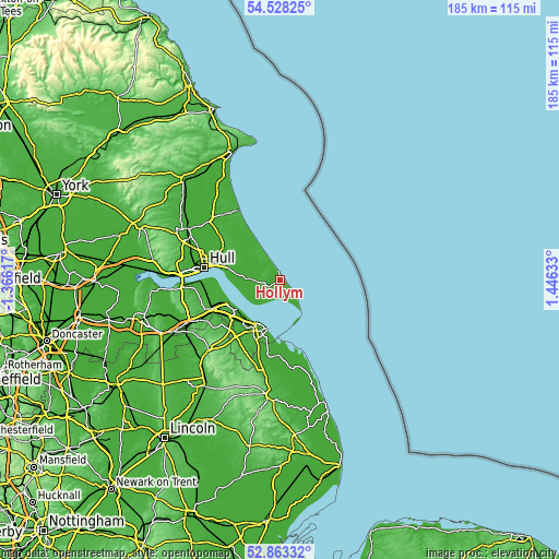 Topographic map of Hollym