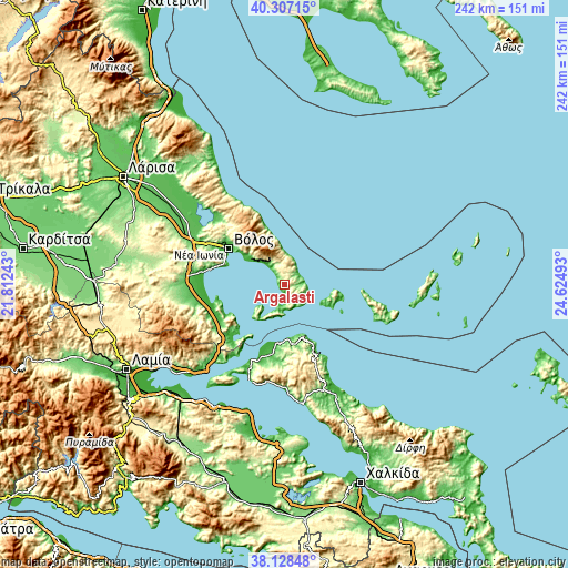 Topographic map of Argalastí