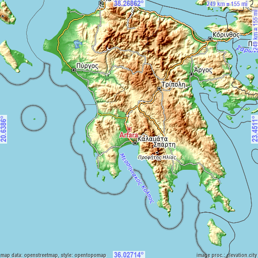 Topographic map of Arfará