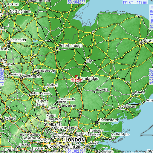 Topographic map of Histon