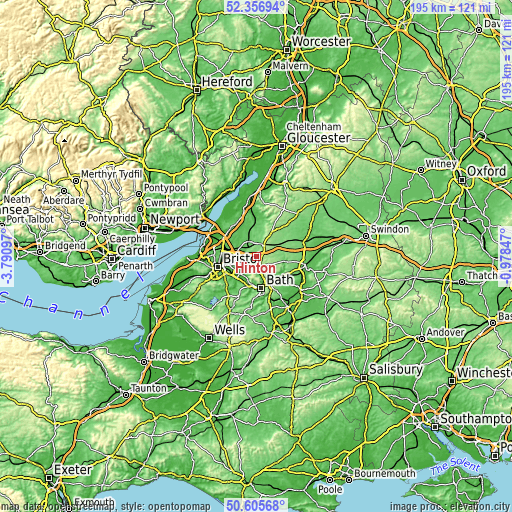 Topographic map of Hinton