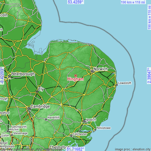 Topographic map of Hingham