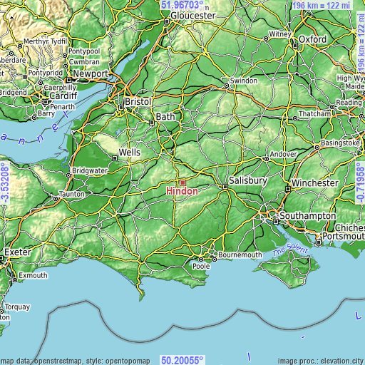 Topographic map of Hindon