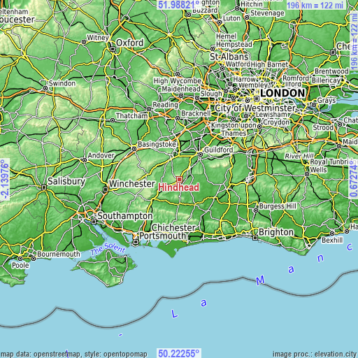 Topographic map of Hindhead