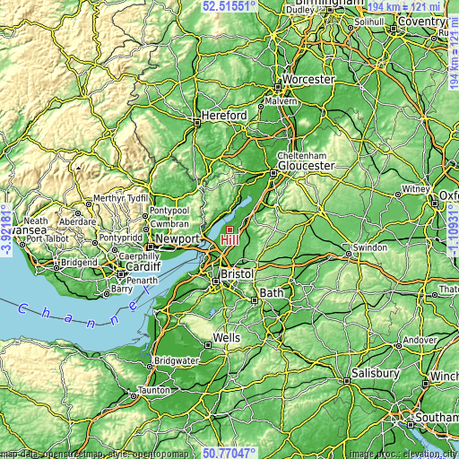 Topographic map of Hill