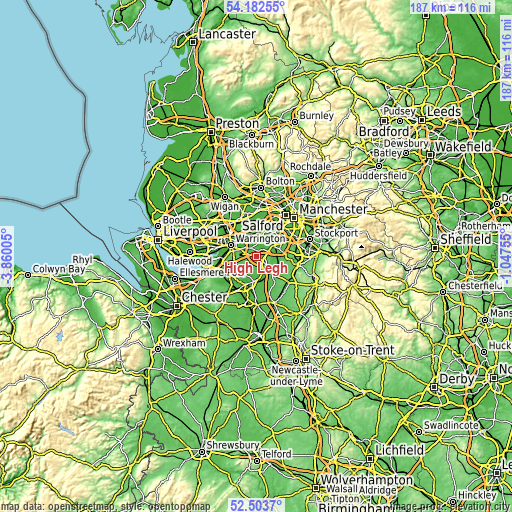 Topographic map of High Legh