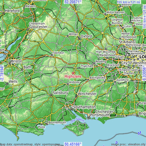 Topographic map of Highclere