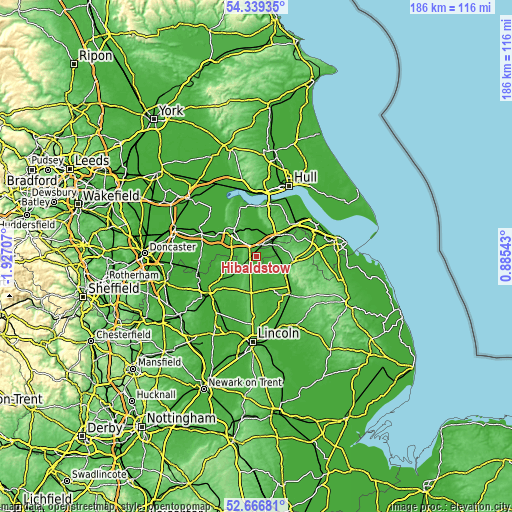 Topographic map of Hibaldstow