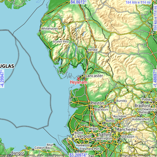 Topographic map of Heysham