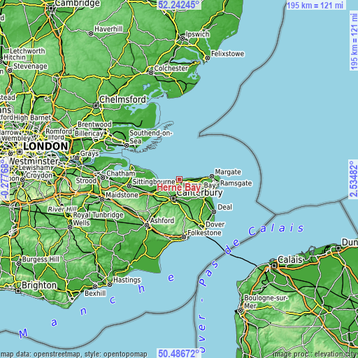 Topographic map of Herne Bay