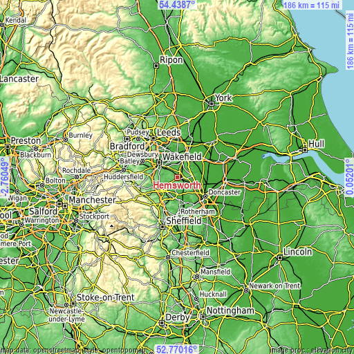 Topographic map of Hemsworth