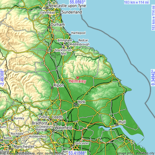 Topographic map of Helmsley