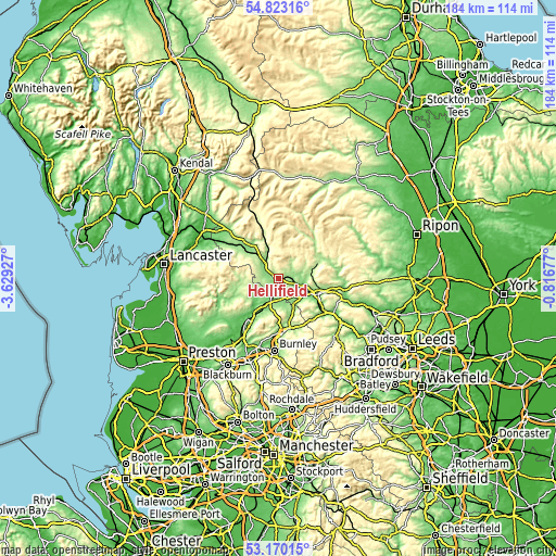 Topographic map of Hellifield