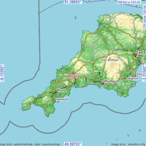 Topographic map of Helland