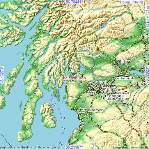 Topographic map of Helensburgh