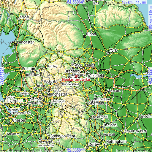Topographic map of Heckmondwike