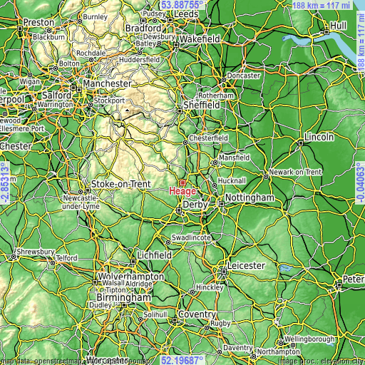 Topographic map of Heage