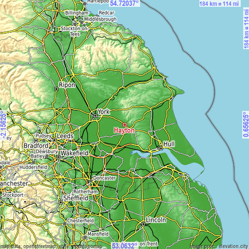 Topographic map of Hayton