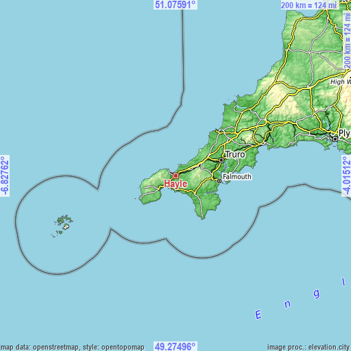 Topographic map of Hayle