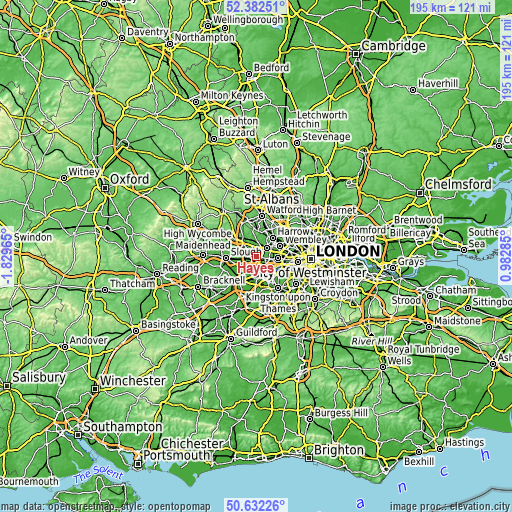 Topographic map of Hayes