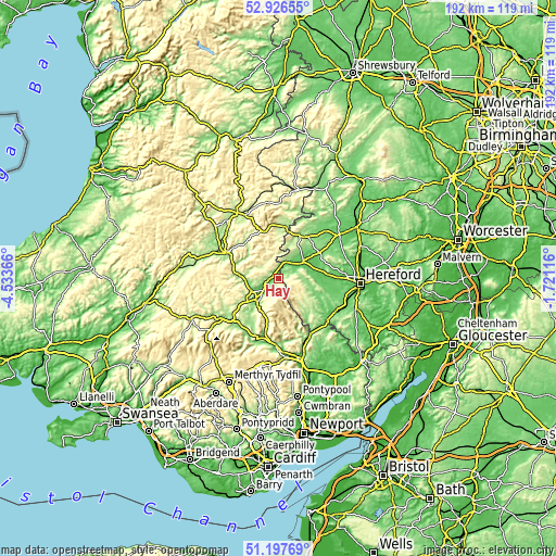 Topographic map of Hay