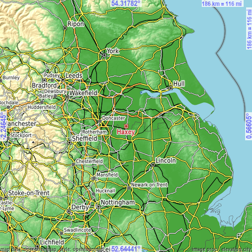 Topographic map of Haxey