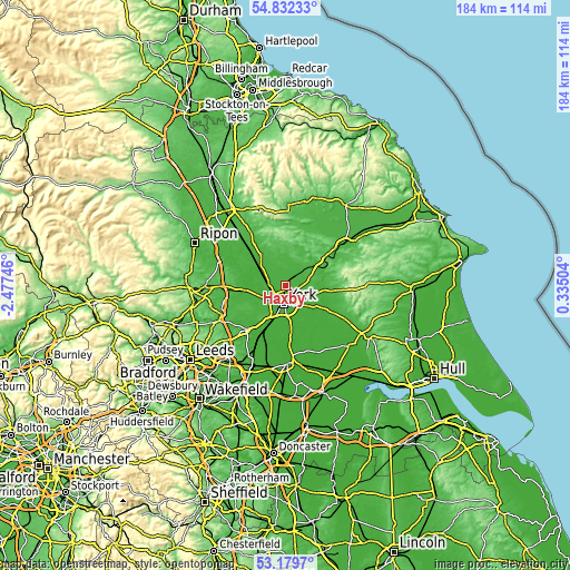 Topographic map of Haxby