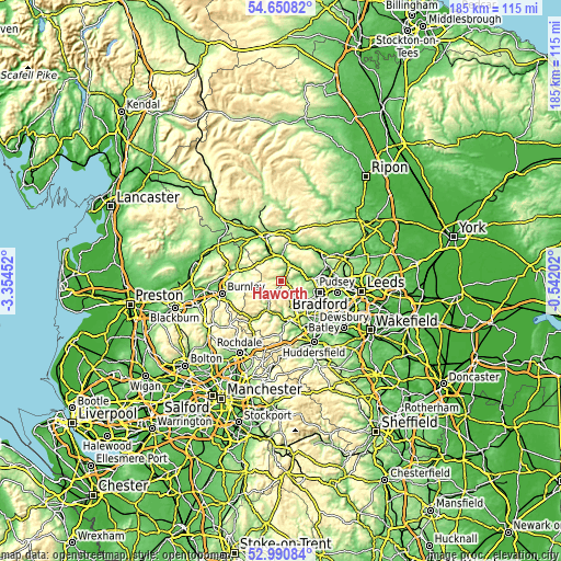 Topographic map of Haworth