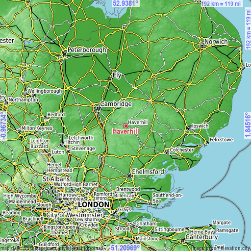 Topographic map of Haverhill