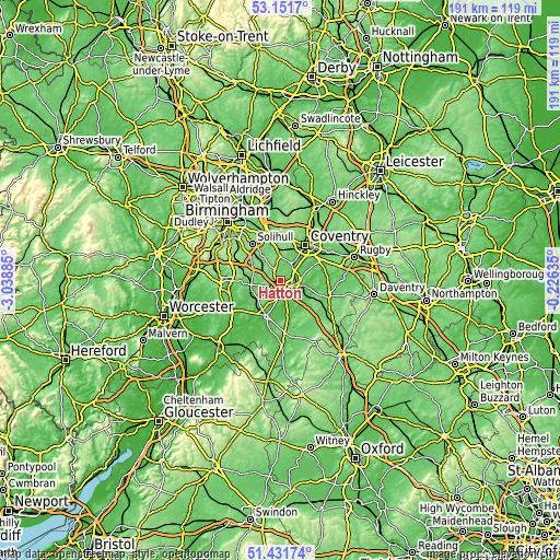 Topographic map of Hatton