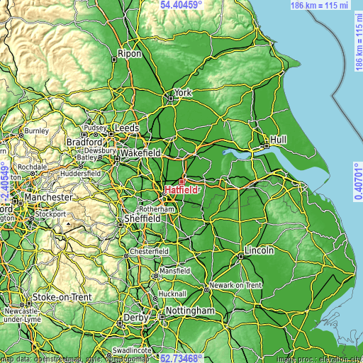 Topographic map of Hatfield