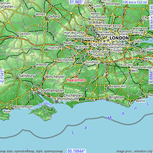 Topographic map of Haslemere