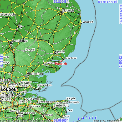 Topographic map of Harwich