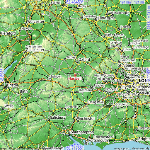 Topographic map of Harwell