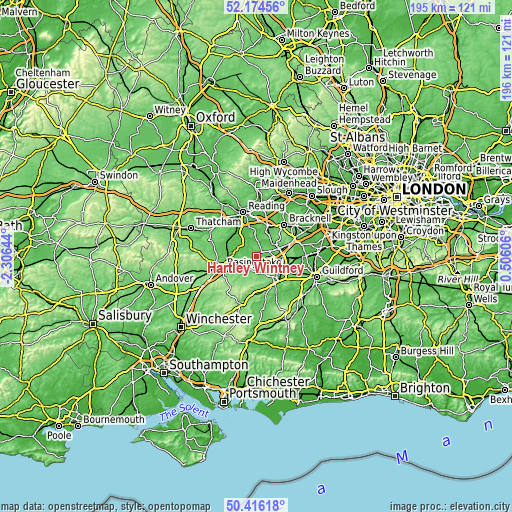 Topographic map of Hartley Wintney