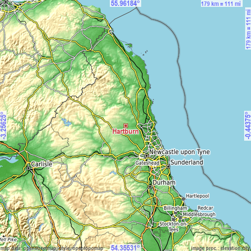 Topographic map of Hartburn