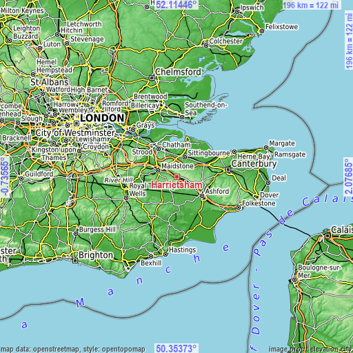 Topographic map of Harrietsham