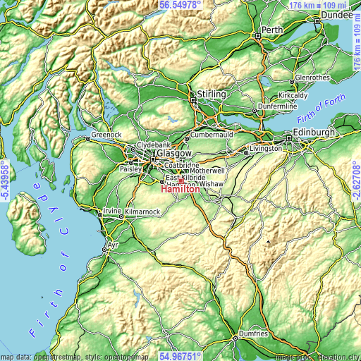 Topographic map of Hamilton