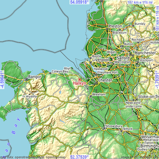 Topographic map of Halkyn