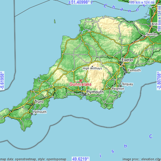 Topographic map of Gunnislake