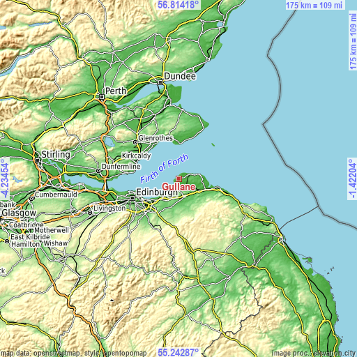 Topographic map of Gullane