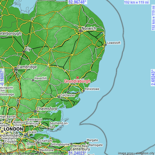 Topographic map of Grundisburgh