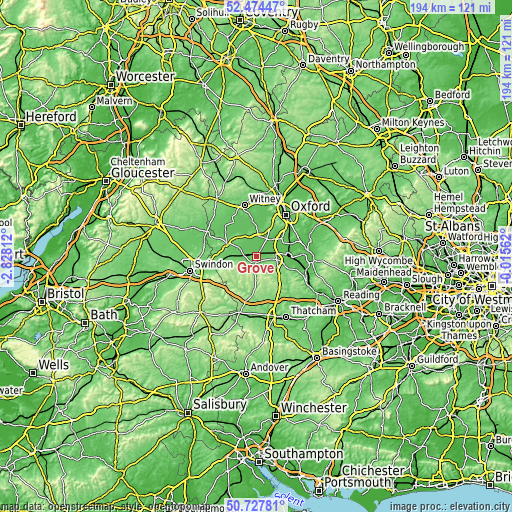 Topographic map of Grove