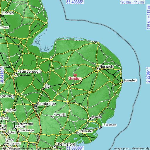 Topographic map of Griston