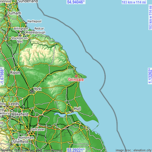 Topographic map of Grindale